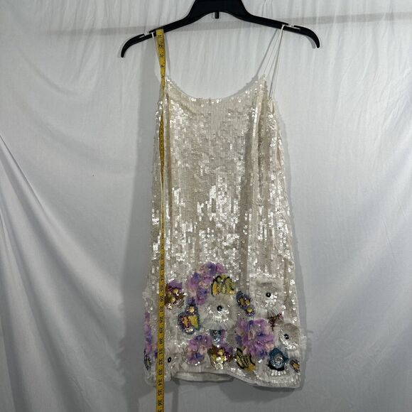 NEW Mac Duggal [ 4 ] Sequined Mixed Media Floral Embellished Mini Dress‎ S1068 - Picture 7 of 16